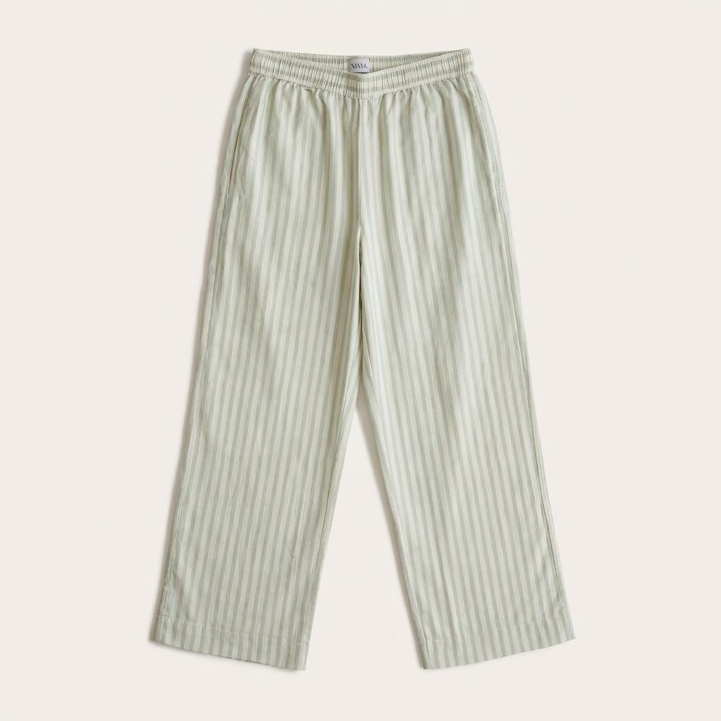Classic Pyjama Set - Green Striped Handloom