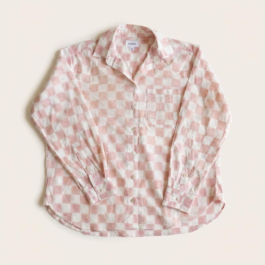 Classic Pyjama Set - Pink Checks on Regenerative Cotton