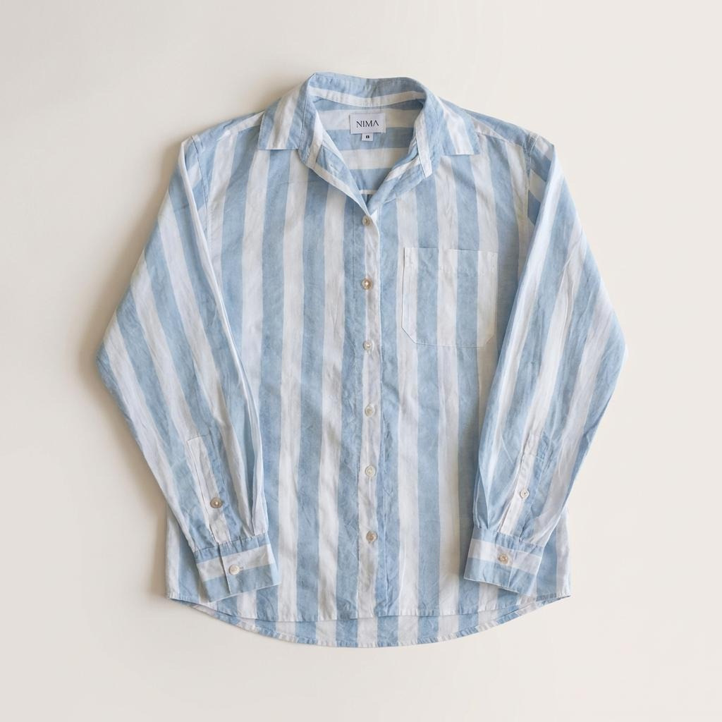Classic Pyjama Shorts Set - Blue Stripes on Regenerative Cotton